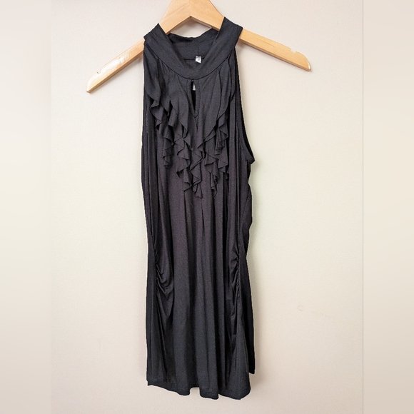 Black Ruffled Front Tank Top - Size Small 42Pops - Picture 1 of 6